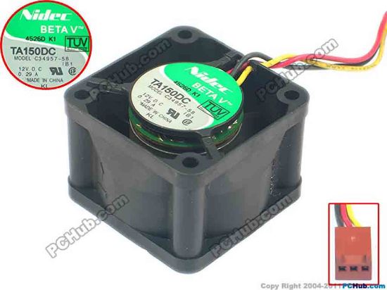 87607 Nidec C34957-58 Server - Square Fan sq40x40x28, w45x3x3, 12V 0.29A Nidec C34957-58 Server - Square Fan 