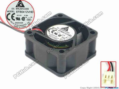 87628 Delta Electronics EFB0412VHD Server - Square Fan sq40x40x20, w15x2x2, 12V 0.18A Delta Electronics EFB0412VHD Server - Square Fan 