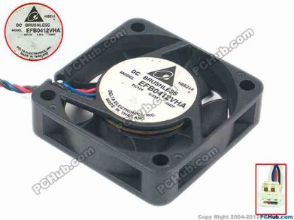 87753 Delta Electronics EFB0412VHA  Server - Square Fan -5M2F, sq40x40x10, w65x3x3, 12V 0.20A Delta Electronics EFB0412VHA  Server - Square Fan 
