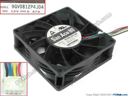87759 Sanyo Denki 9GV0812P4J04 Server - Square Fan sq80x80x25, w165x4x4, 12V 0.47A Sanyo Denki 9GV0812P4J04 Server - Square Fan 
