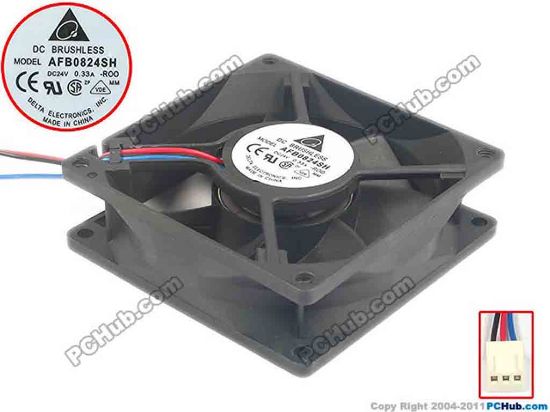 87838 Delta Electronics AFB0824SH Server - Square Fan -R00, sq80x80x25, w85x3x3, 24V 0.33A Delta Electronics AFB0824SH Server - Square Fan