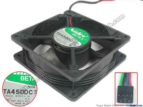 87856 Nidec B34578-35 Server - Square Fan B34578-35, DC 48V 0.25A, 120x120x38mm, New Nidec B34578-35 Server - Square Fan