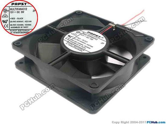 87859 ebm-papst MULTIFAN 4312 Server - Square Fan MULTIFAN4312, sq120x120x32, w55x2x2, 12V 5W ebm-papst MULTIFAN 4312 Server - Square Fan 