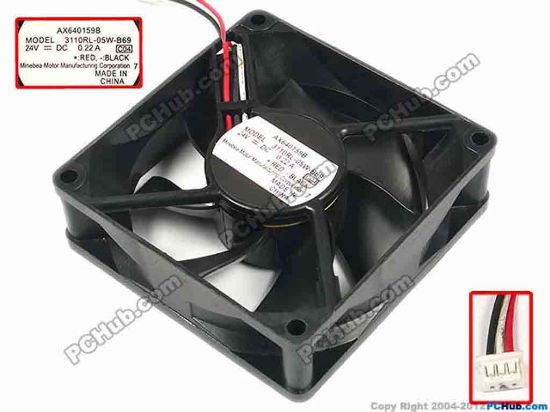 87894 NMB-MAT / Minebea  3110RL-05W-B69 Server - Square Fan C04, sq80x25, w95x3x3, 24V 0.22A NMB-MAT / Minebea  3110RL-05W-B69 Server - Square Fan 