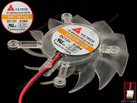 87973 Y.S TECH YD127015LS Server - Frameless / GPU Fan dia70x70x15, w165x2x2, 12V 0.08A Y.S TECH YD127015LS Server - Frameless / GPU Fan 