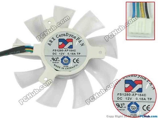 88025 ARX FS1280-AP184C Server - Frameless / GPU Fan TP, 12V 0.18A, W100x 4x 4, D75xC40, White ARX FS1280-AP184C Server - Frameless / GPU Fan 