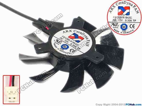 88027 ARX FS1280-A1842C  Server - Frameless / GPU Fan dia75x75x15, w90x2x2, 12V 0.30A ARX FS1280-A1842C  Server - Frameless / GPU Fan