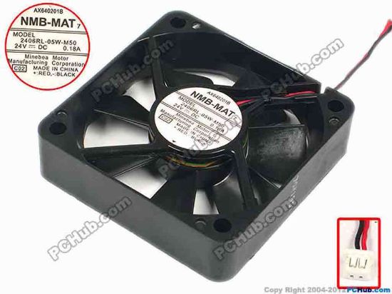 88042 NMB-MAT / Minebea 2406RL-05W-M50 Server - Square Fan C02, sq60x15, w45x2x2, 24V 0.18A NMB-MAT / Minebea 2406RL-05W-M50 Server - Square Fan 