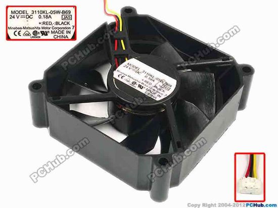88060 NMB-MAT / Minebea 3110KL-05W-B69 Server - Square Fan JA5, sq80x25, w75x3x3, 24V 0.18A NMB-MAT / Minebea 3110KL-05W-B69 Server - Square Fan 