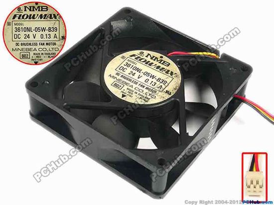 88064 NMB-MAT / Minebea 3610NL-05W-B39 Server - Square Fan B02, sq92x25, w95x3x3, 24V 0.13A NMB-MAT / Minebea 3610NL-05W-B39 Server - Square Fan 
