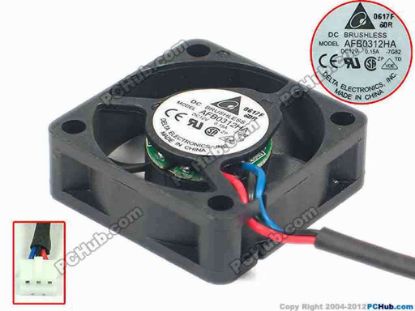 88065 Delta Electronics AFB0312HA Server - Square Fan  -7G82, sq30x30x10, w75x3x3, 12V 0.15A Delta Electronics AFB0312HA Server - Square Fan
