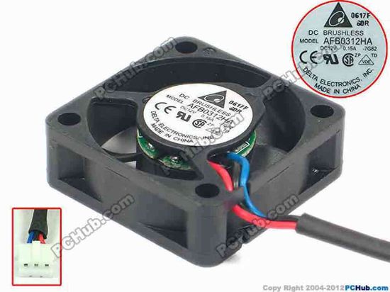 88065 Delta Electronics AFB0312HA Server - Square Fan  -7G82, sq30x30x10, w75x3x3, 12V 0.15A Delta Electronics AFB0312HA Server - Square Fan