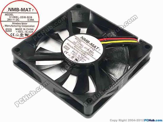 88070 NMB-MAT / Minebea 3106KL-05W-B39 Server - Square Fan C02, sq80x15, 3-wire, 24V 0.09A NMB-MAT / Minebea 3106KL-05W-B39 Server - Square Fan 