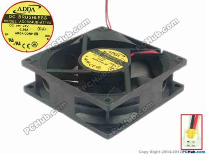 88084 ADDA AD0824UB-A71GL Server - Square Fan sq80x80x25, w145x2x2, 24V 0.26A ADDA AD0824UB-A71GL Server - Square Fan
