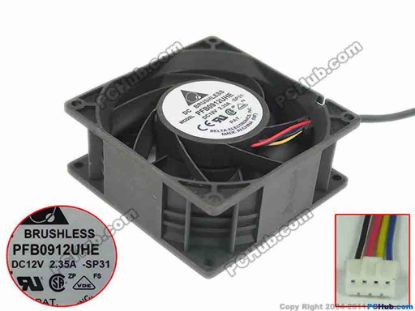 88088 Delta Electronics PFB0912UHE Server - Square Fan  -SP31, sq90x90x38, w135x4x4, 12V 2.35A Delta Electronics PFB0912UHE Server - Square Fan 