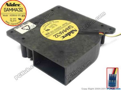 88110 Nidec A33916-33L Server - Blower Fan bw120x12x32, w225x3x3, 24V 0.40A Nidec A33916-33L Server - Blower Fan 