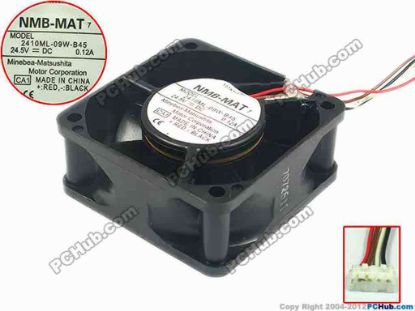 88172 NMB-MAT / Minebea 2410ML-09W-B45 Server - Square Fan CA2, sq60x60x20, w45x4x4, 24.5V 0.12A NMB-MAT / Minebea 2410ML-09W-B45 Server - Square Fan 