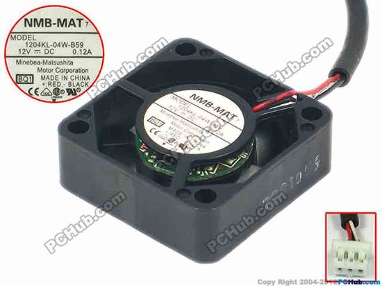 88191 NMB-MAT / Minebea 1204KL-04W-B59 Server - Square Fan BQ1, sq30x30x10, w65x3x3, 12V 0.12A NMB-MAT / Minebea 1204KL-04W-B59 Server - Square Fan