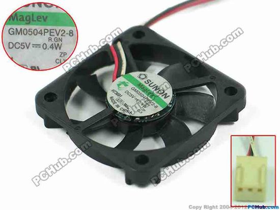 88238 SUNON GM0504PEV2-8 Server - Square Fan  R.GN, sq40x40x7mm, w60x3x3, DC 5V 0.4W SUNON GM0504PEV2-8 Server - Square Fan 