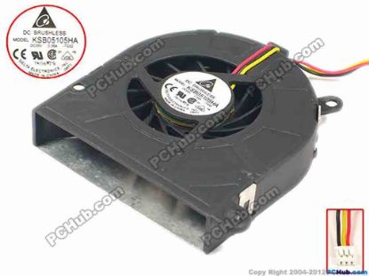 88245 Delta Electronics KSB05105HA Cooling Fan  -7G32, w45x3x3, 5V 0.32A, Bare fan Delta Electronics KSB05105HA Cooling Fan  