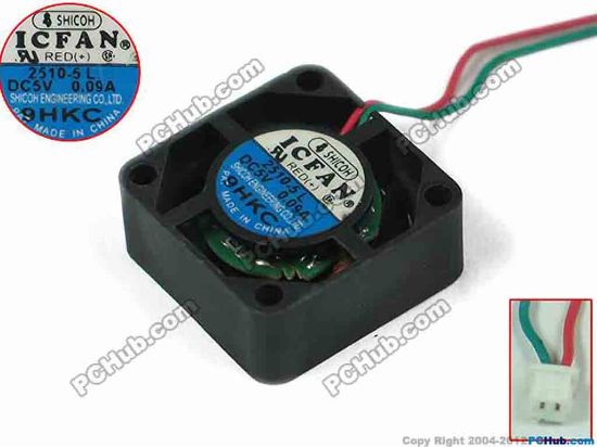88246 ICFAN / SHICOH 2510-5L Server - Square Fan sq25x25x10, w300x2x2, 5V 0.09A ICFAN / SHICOH 2510-5L Server - Square Fan 