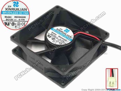 88247 XIFAN / Xinruilian RDH8025S Server - Square Fan sq80x80x25, w75x2x2, 12V 0.17A XIFAN / Xinruilian RDH8025S Server - Square Fan 