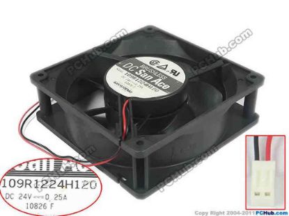 88265 Sanyo Denki 109R1224H120 Server - Square Fan 109R1224H120, sq120x120x38, w150x2x2, 24V 0.25A  Sanyo Denki 109R1224H120 Server - Square Fan 
