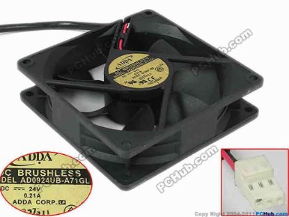 88279 ADDA AD0924UB-A71GL  Server - Square Fan S, sq90x90x25, w95x2x2, 24V 0.21A ADDA AD0924UB-A71GL  Server - Square Fan 