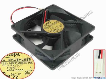 88282 ADDA AD0912US-A71GL Server - Square Fan AD0912US-A71GL, sq90x90x25, w120x2x2, 12V 0.39A ADDA AD0912US-A71GL Server - Square Fan 