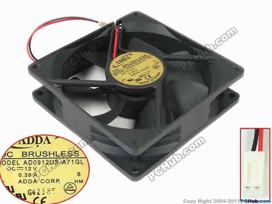 88282 ADDA AD0912US-A71GL Server - Square Fan AD0912US-A71GL, sq90x90x25, w120x2x2, 12V 0.39A ADDA AD0912US-A71GL Server - Square Fan 
