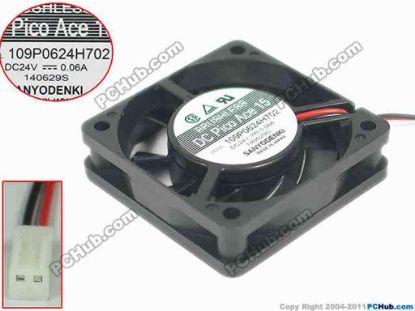 88286 Sanyo Denki 109P0624H702 Server - Square Fan 109P0624H702, sq60x60x15, 2-wire, 24V 0.06A Sanyo Denki 109P0624H702 Server - Square Fan 