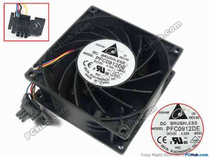 88291 Delta Electronics PFC0912DE Server - Square Fan -8E63, sq90x90x38, w15x4x6, 12V 4.32A Delta Electronics PFC0912DE Server - Square Fan