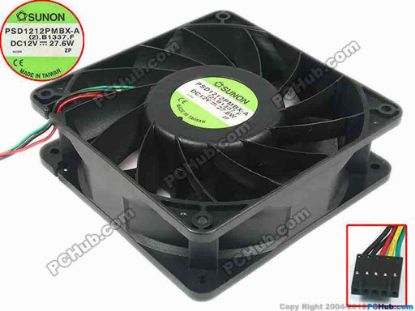 88328 SUNON PSD1212PMBX-A Server - Square Fan (2).B1337.AF, sq120x120x38, w145x5x5, 12V 27.6W SUNON PSD1212PMBX-A Server - Square Fan 