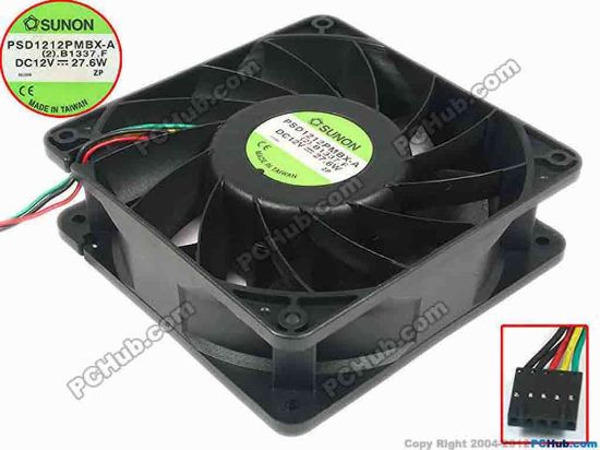 88328 SUNON PSD1212PMBX-A Server - Square Fan (2).B1337.AF, sq120x120x38, w145x5x5, 12V 27.6W SUNON PSD1212PMBX-A Server - Square Fan 