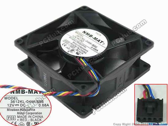 88359 NMB-MAT / Minebea 3612KL-04W-B66 Server - Square Fan F03, sq90x90x32, w200x4x4, 12V 0.68A NMB-MAT / Minebea 3612KL-04W-B66 Server - Square Fan 