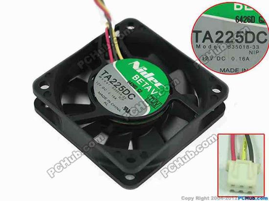 88379 Nidec B35018-33 Server - Square Fan -33, sq60x60x15, w100x3x3, 12V 0.16A Nidec B35018-33 Server - Square Fan 