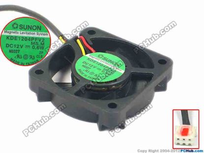 88387 SUNON KDE1204PFV2 Server - Square Fan MS.M, sq40x40x10, w250x3x3, 12V 0.6W SUNON KDE1204PFV2 Server - Square Fan 