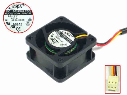 88394 ADDA AD0412LB-C52 Server - Square Fan C52, sq40x40x20, w120x3x3, 12V 0.11A ADDA AD0412LB-C52 Server - Square Fan 