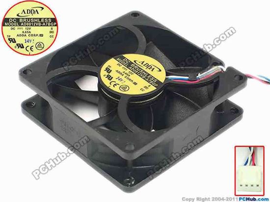 88403 ADDA AD0812VB-A7BGP Server - Square Fan sq80x80x25, w80x4x4, 12V 0.65A ADDA AD0812VB-A7BGP Server - Square Fan 
