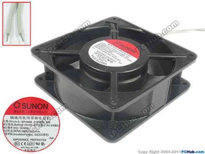 88426 Sunon Wealth DP200A Server - Square Fan 2123XBL.GN, sq120x120x38, 2-wire, 240V 0.14A Sunon Wealth DP200A Server - Square Fan
