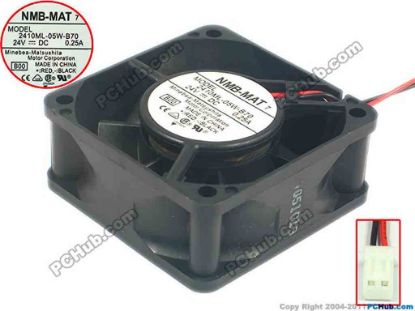 88490 NMB-MAT / Minebea 2410ML-05W-B70 Server - Square Fan B00, 60x60x25, 2-wire, 24V 0.25A NMB-MAT / Minebea 2410ML-05W-B70 Server - Square Fan 