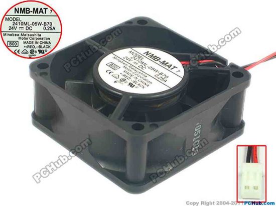 88490 NMB-MAT / Minebea 2410ML-05W-B70 Server - Square Fan B00, 60x60x25, 2-wire, 24V 0.25A NMB-MAT / Minebea 2410ML-05W-B70 Server - Square Fan 