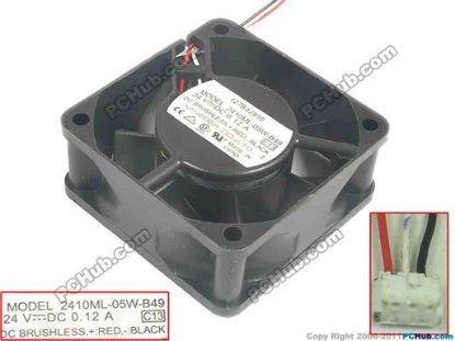 88546 NMB-MAT / Minebea 2410ML-05W-B49 Server - Square Fan C13, sq60x60x25, w90x3x3, 24V 0.12A NMB-MAT / Minebea 2410ML-05W-B49 Server - Square Fan 