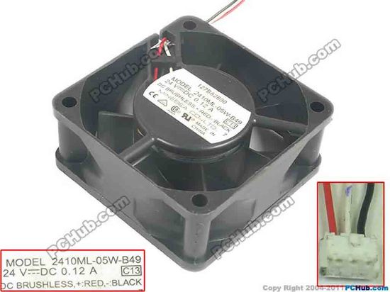 88546 NMB-MAT / Minebea 2410ML-05W-B49 Server - Square Fan C13, sq60x60x25, w90x3x3, 24V 0.12A NMB-MAT / Minebea 2410ML-05W-B49 Server - Square Fan 