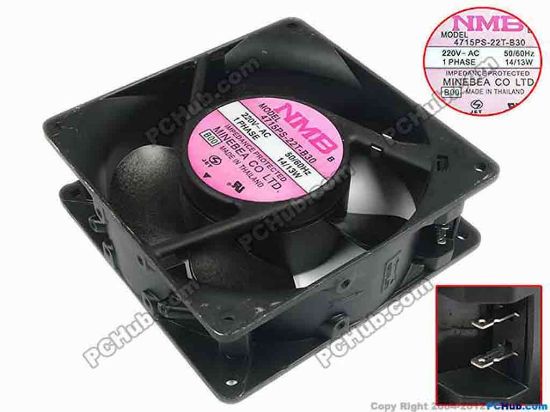 88565 NMB-MAT / Minebea 4715PS-22T-B30 Server - Square Fan B00, sq120x120x38, 220V 14W NMB-MAT / Minebea 4715PS-22T-B30 Server - Square Fan