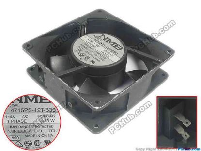 88594 NMB-MAT / Minebea 4715PS-12T-B30 Server - Square Fan A00, sq120x120x38, 115V 14W NMB-MAT / Minebea 4715PS-12T-B30 Server - Square Fan 