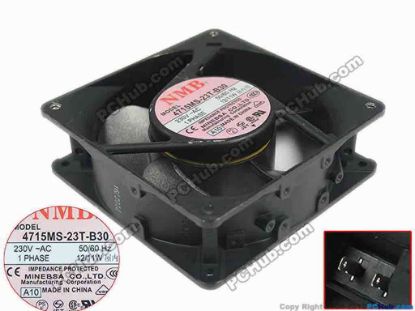 88636 NMB-MAT / Minebea 4715MS-23T-B30 Server - Square Fan A10, sq120x120x38, 230V 12W NMB-MAT / Minebea 4715MS-23T-B30 Server - Square Fan 