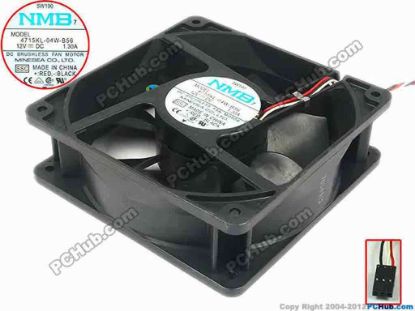 88660 NMB-MAT / Minebea 4715KL-04W-B56 Server - Square Fan SSC, sq120x120x38, w150x3x3, 12V 1.30A NMB-MAT / Minebea 4715KL-04W-B56 Server - Square Fan 