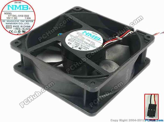 88660 NMB-MAT / Minebea 4715KL-04W-B56 Server - Square Fan SSC, sq120x120x38, w150x3x3, 12V 1.30A NMB-MAT / Minebea 4715KL-04W-B56 Server - Square Fan 