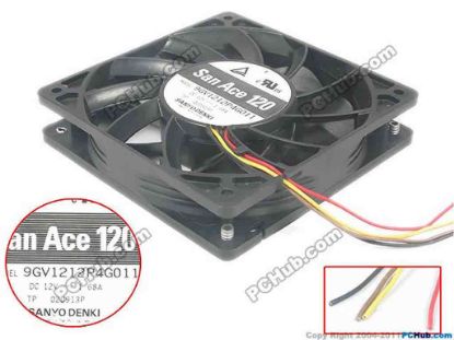 88707 Sanyo Denki 9GV1212P4G011 Server - Square Fan sq120x120x25, w135x4x4, 12V 1.68A Sanyo Denki 9GV1212P4G011 Server - Square Fan 